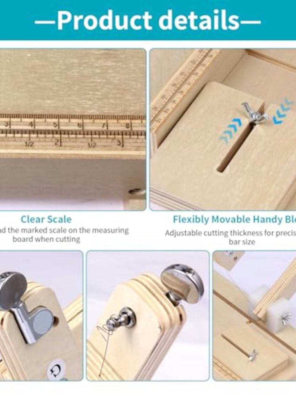 New in box Soap Cutter, Adjustable Wooden Soap Cutter with Stainless Steel Wire, - Picture 4 of 6